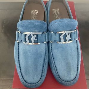 Ferragamo Suede Chambray Loafers
